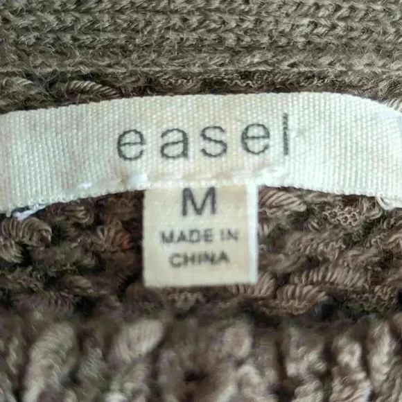 Easel Los Angels Women's Brown Oversized Long Sleeve Pull Over Sweater Sz M Flaw - Picture 5 of 12